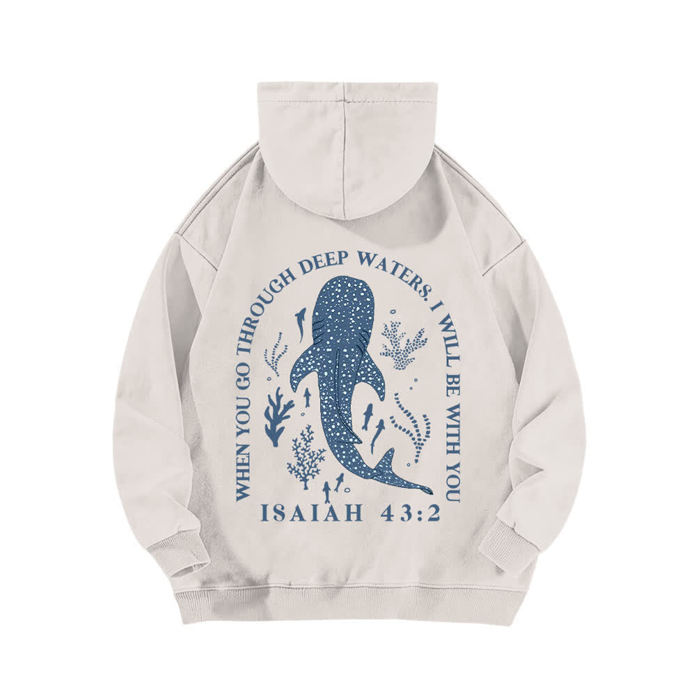 Christianartworkshop Deep Waters Jesaja 43:2 Walhai-Hoodie (gewaschen) - image 1