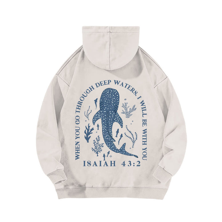 Christianartworkshop Deep Waters Jesaja 43:2 Walhai-Hoodie (gewaschen) - image 1