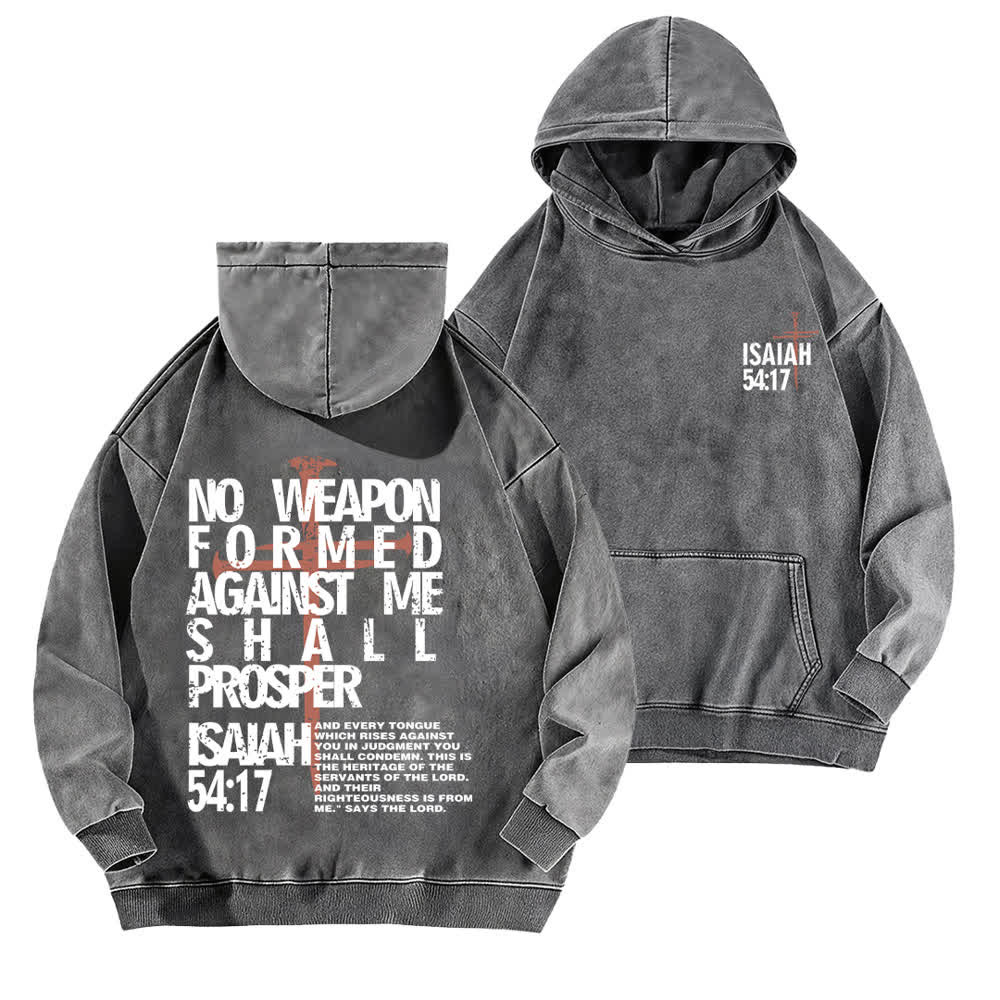 Christianartworkshop Keine Waffe wurde gegen mich geschmiedet – gewaschener Hoodie - Grau - 5XL - image 6