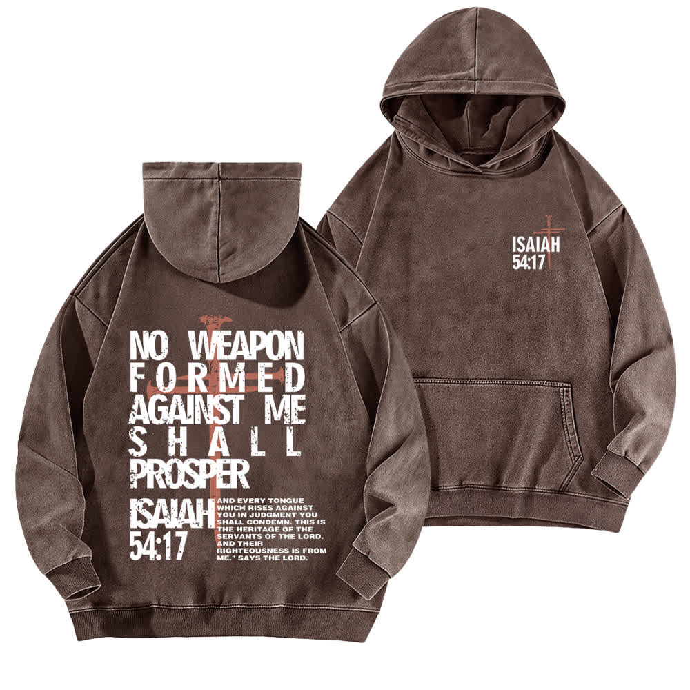 Christianartworkshop Keine Waffe wurde gegen mich geschmiedet – gewaschener Hoodie - Braun - 5XL - image 12