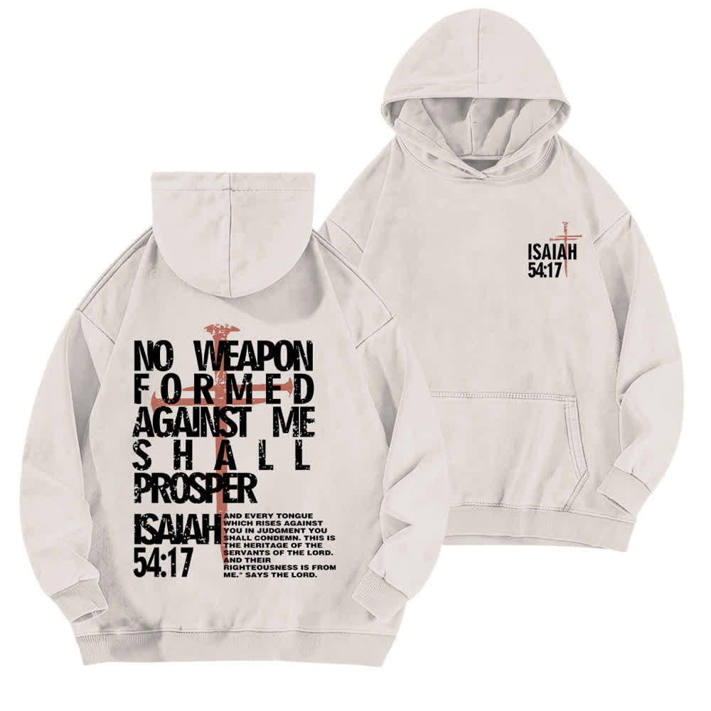 Christianartworkshop Keine Waffe wurde gegen mich geschmiedet – gewaschener Hoodie - Weiß - 5XL - image 3