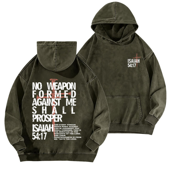Christianartworkshop Keine Waffe wurde gegen mich geschmiedet – gewaschener Hoodie - Armeegrün - 5XL - image 9