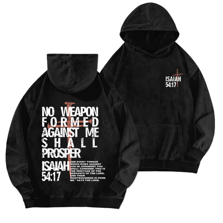 Christianartworkshop Keine Waffe wurde gegen mich geschmiedet – gewaschener Hoodie - Schwarz - 5XL - image 0