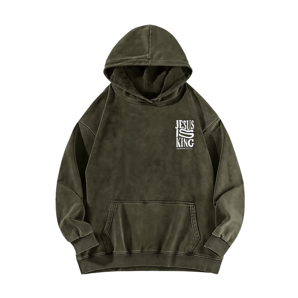 Christianartworkshop Jesus Is King Hoodie mit Vorder- und Rückseitendruck, gewaschen - image 2
