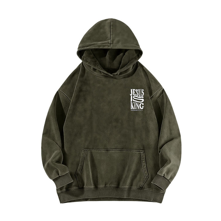 Christianartworkshop Jesus Is King Hoodie mit Vorder- und Rückseitendruck, gewaschen - image 2