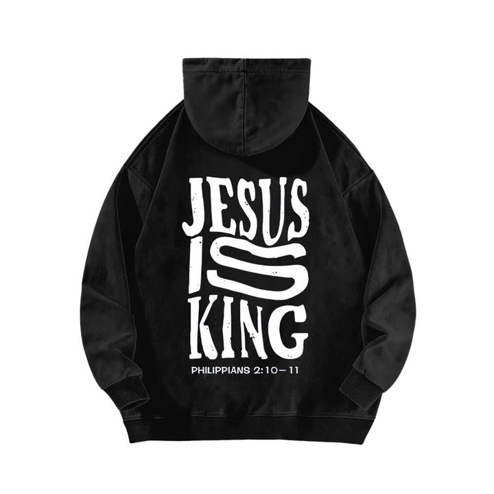 Christianartworkshop Jesus Is King Hoodie mit Vorder- und Rückseitendruck, gewaschen - image 4