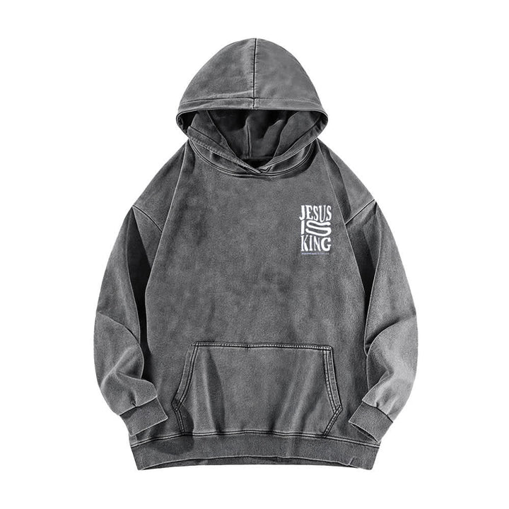 Christianartworkshop Jesus Is King Hoodie mit Vorder- und Rückseitendruck, gewaschen - image 8