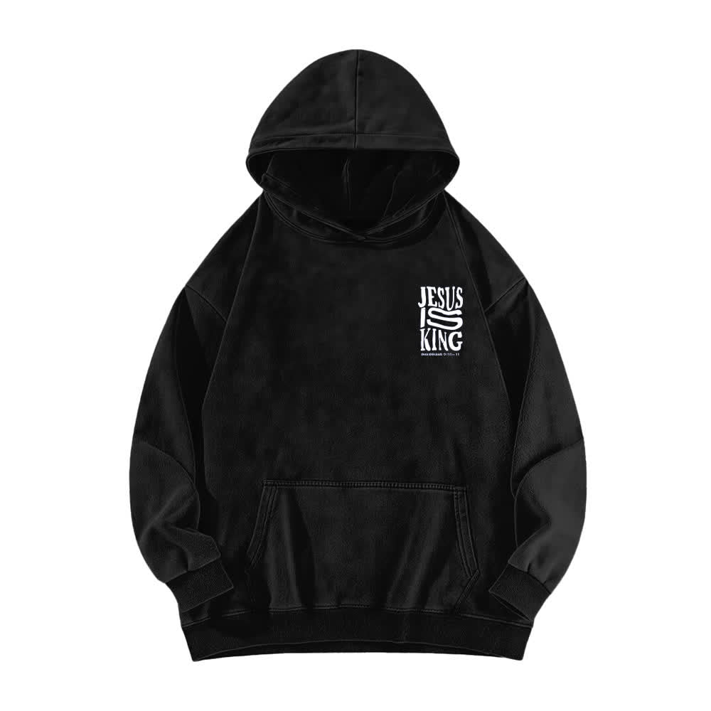 Christianartworkshop Jesus Is King Hoodie mit Vorder- und Rückseitendruck, gewaschen - image 5