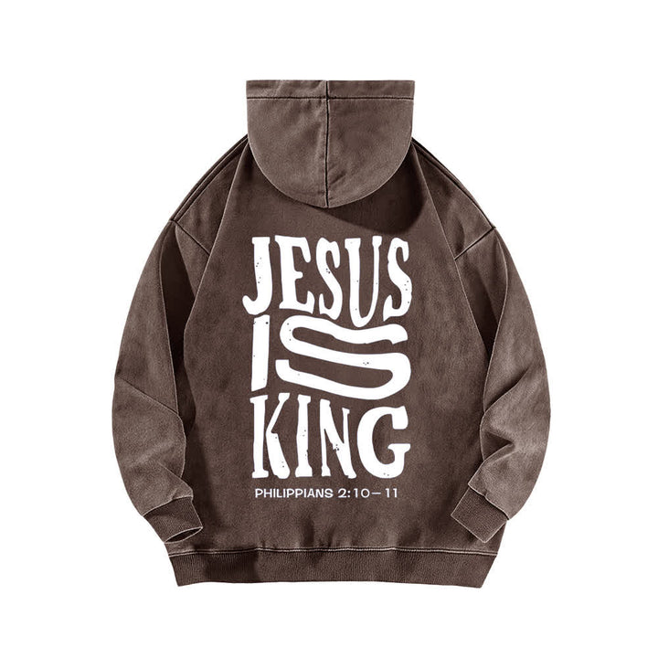 Christianartworkshop Jesus Is King Hoodie mit Vorder- und Rückseitendruck, gewaschen - image 10