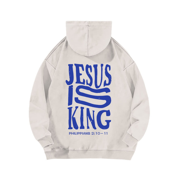 Christianartworkshop Jesus Is King Hoodie mit Vorder- und Rückseitendruck, gewaschen - image 13