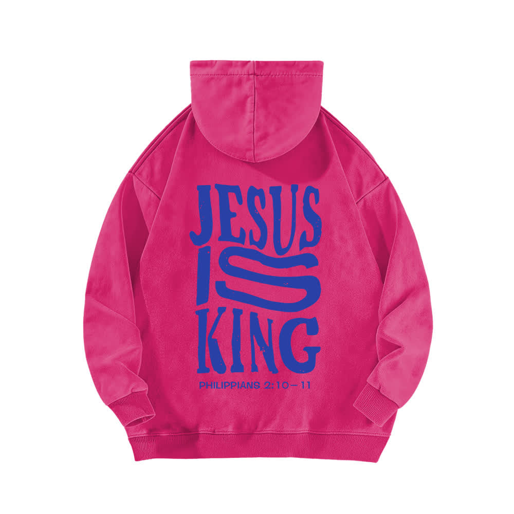 Christianartworkshop Jesus Is King Hoodie mit Vorder- und Rückseitendruck, gewaschen - image 16