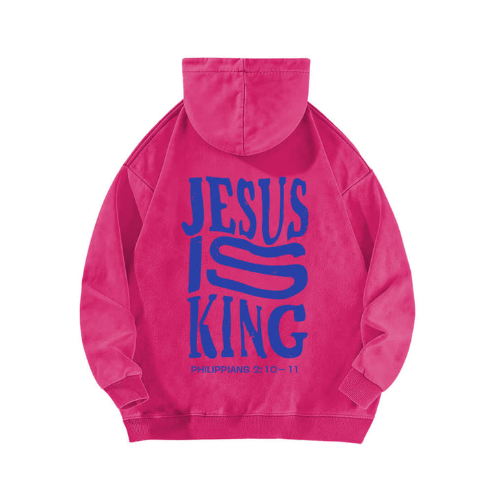 Christianartworkshop Jesus Is King Hoodie mit Vorder- und Rückseitendruck, gewaschen - image 16
