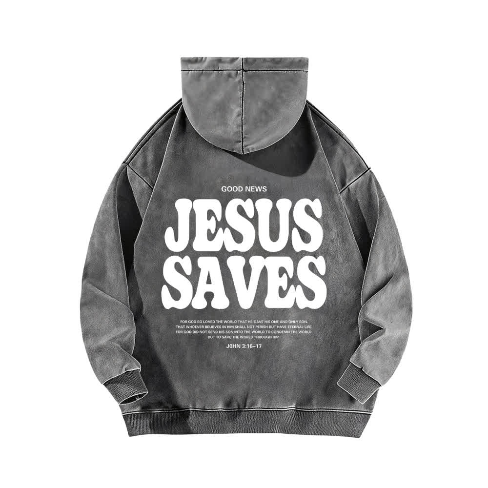 Christianartworkshop Jesus Saves Good News Hoodie (Vorder- und Rückseite, gewaschen) - image 4