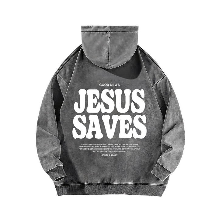 Christianartworkshop Jesus Saves Good News Hoodie (Vorder- und Rückseite, gewaschen) - image 4