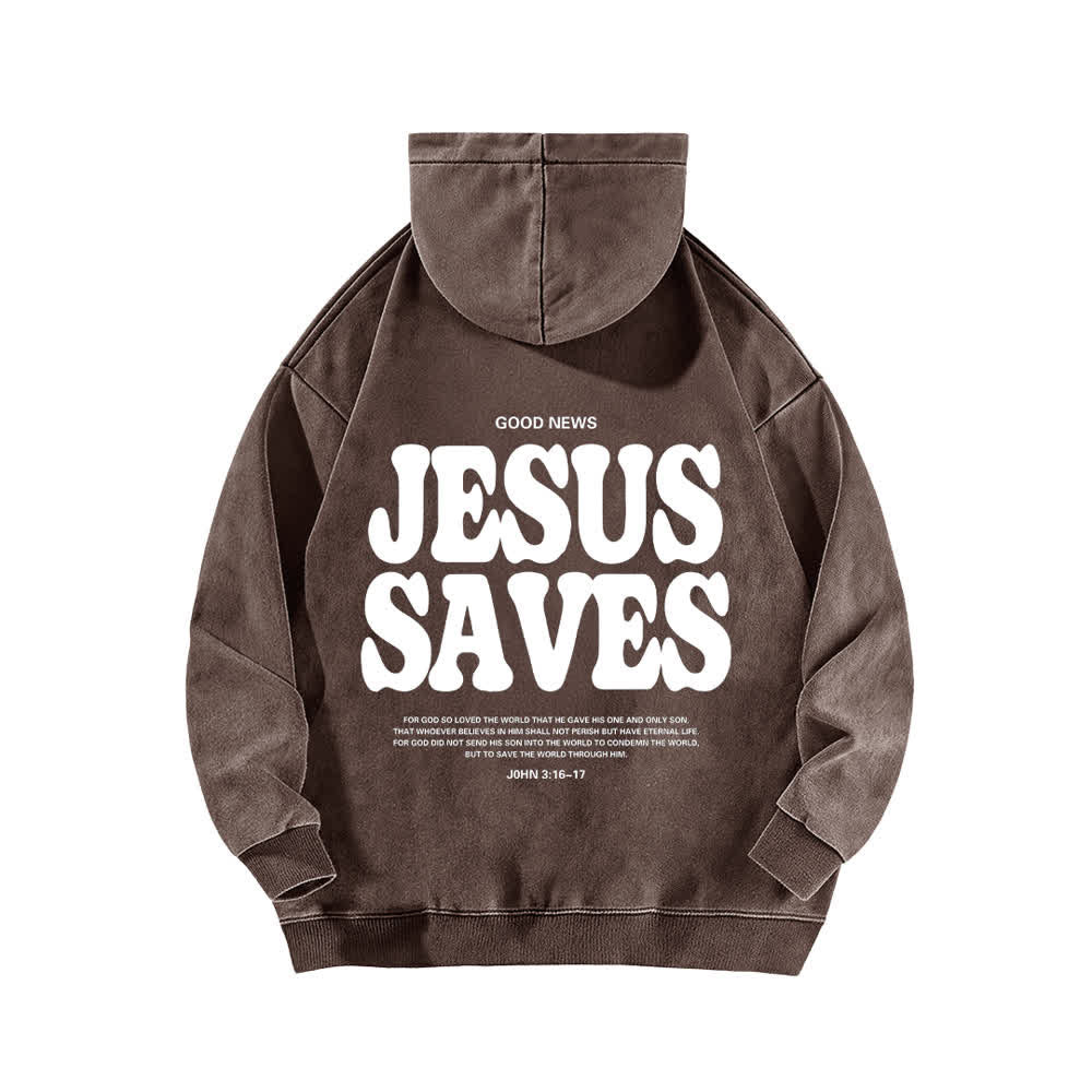 Christianartworkshop Jesus Saves Good News Hoodie (Vorder- und Rückseite, gewaschen) - image 10