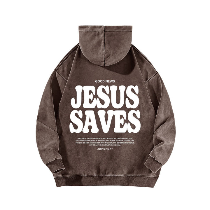 Christianartworkshop Jesus Saves Good News Hoodie (Vorder- und Rückseite, gewaschen) - image 10