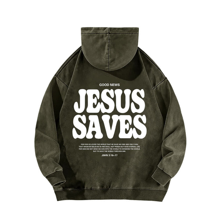 Christianartworkshop Jesus Saves Good News Hoodie (Vorder- und Rückseite, gewaschen) - image 7