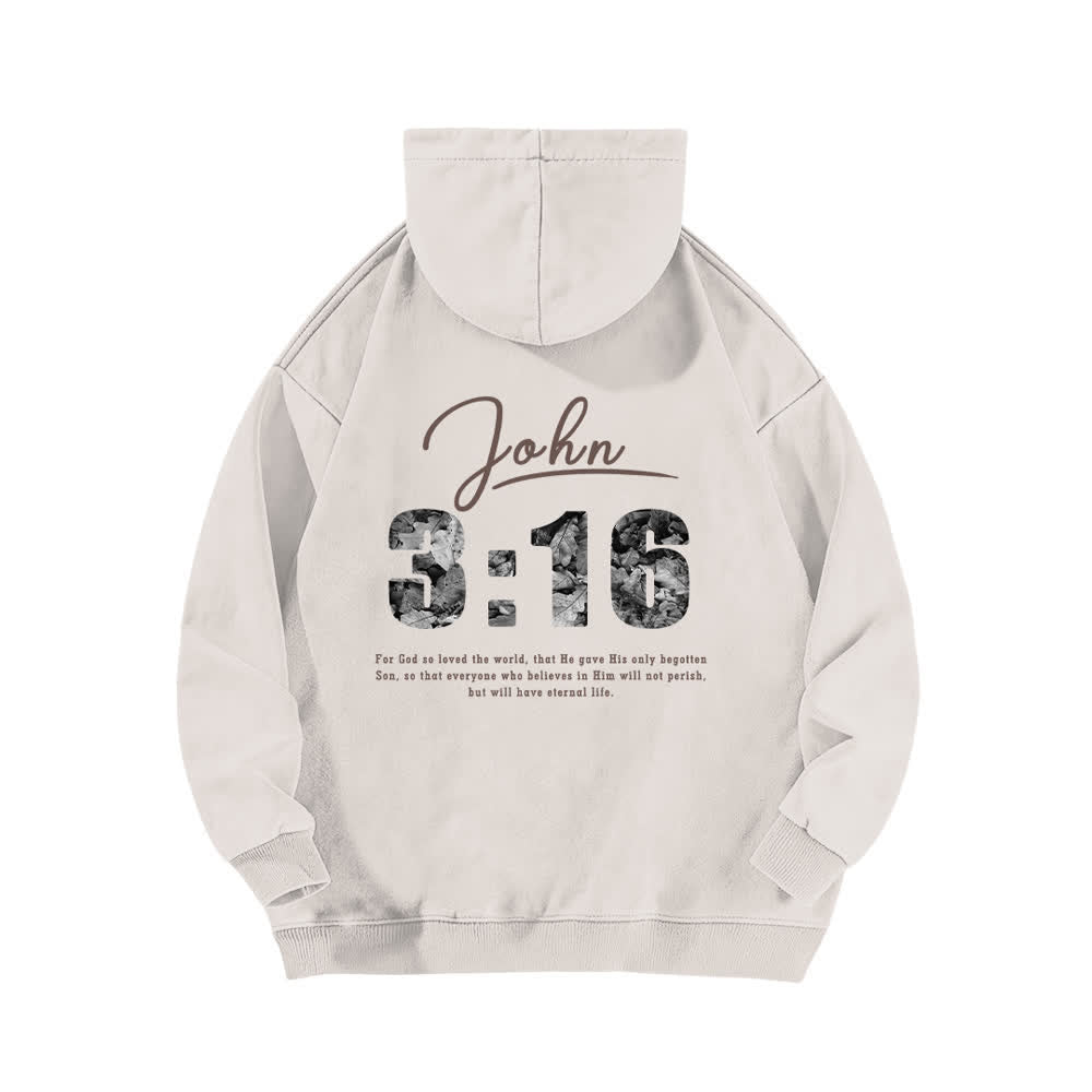 Christianartworkshop Johannes 3,16 Vintage-Hoodie mit Vorder- und Rückseitendruck, gewaschen - image 1