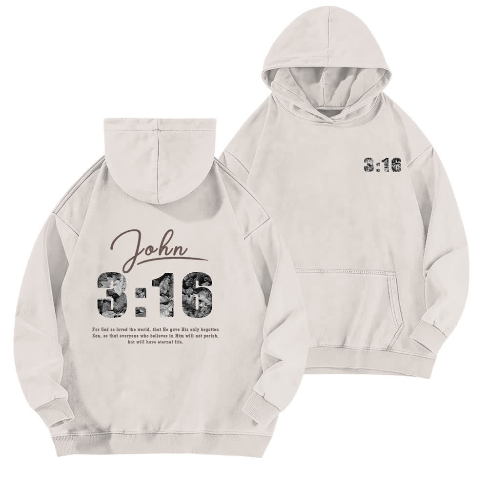 Christianartworkshop Johannes 3,16 Vintage-Hoodie mit Vorder- und Rückseitendruck, gewaschen - Weiß - 5XL - image 0