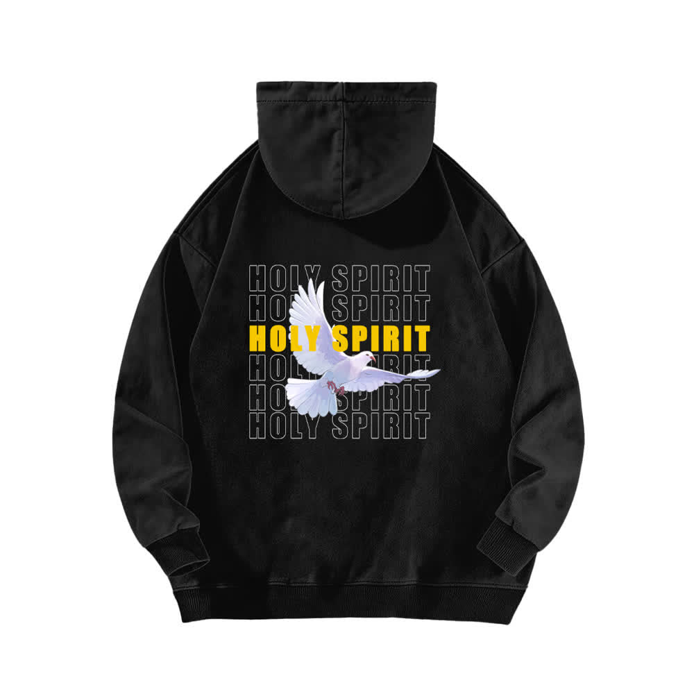 Christianartworkshop Schwarzer Oversize-Hoodie mit Heiliger-Geist-Taube-Motiv - image 1