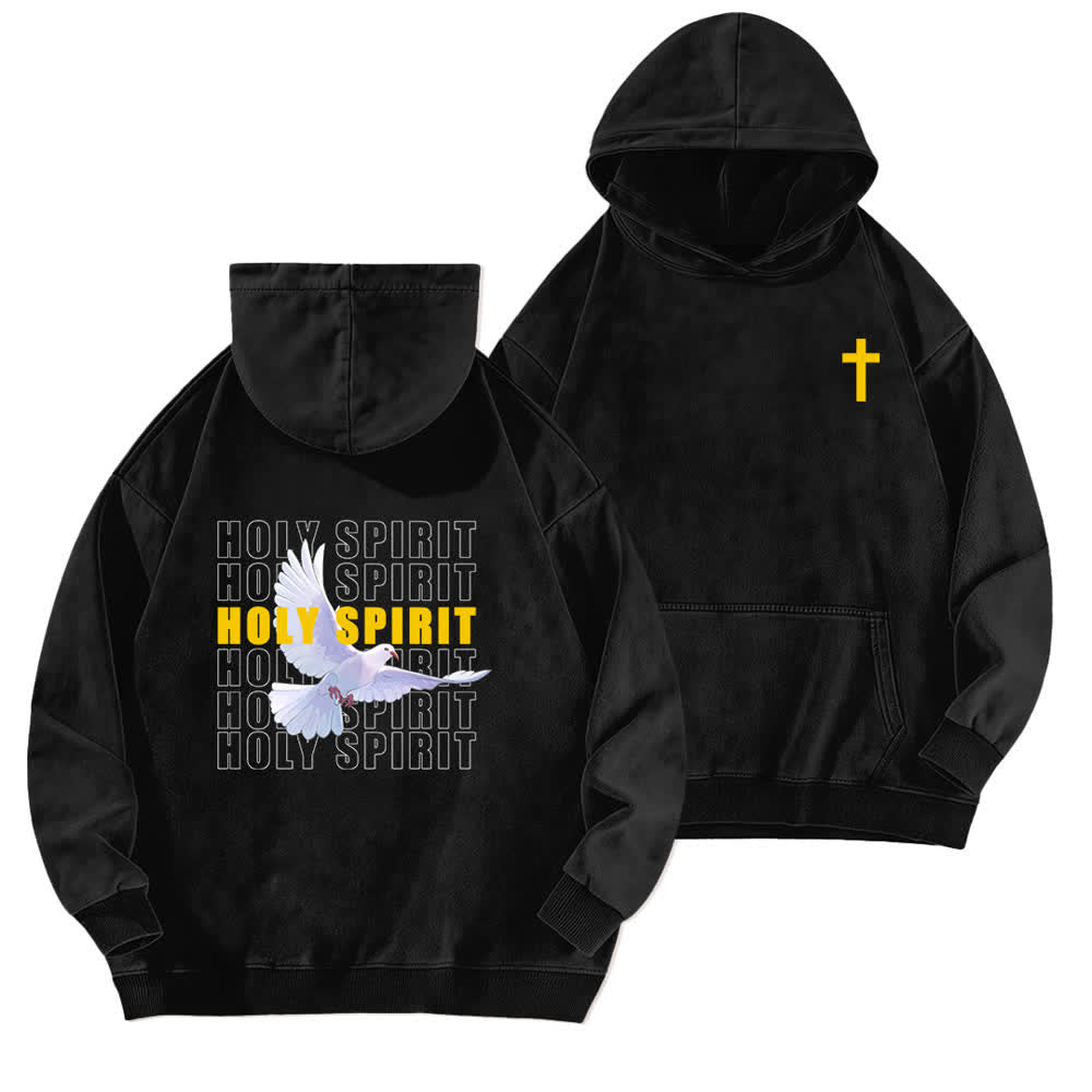 Christianartworkshop Schwarzer Oversize-Hoodie mit Heiliger-Geist-Taube-Motiv - Schwarz - 5XL - image 0