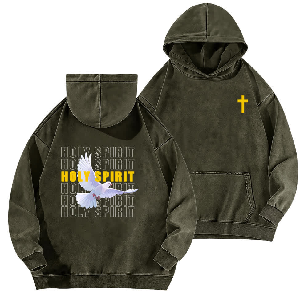 Christianartworkshop Schwarzer Oversize-Hoodie mit Heiliger-Geist-Taube-Motiv - Armeegrün - 5XL - image 6