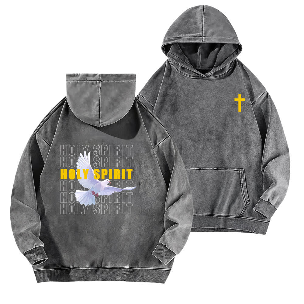 Christianartworkshop Schwarzer Oversize-Hoodie mit Heiliger-Geist-Taube-Motiv - Grau - 5XL - image 9
