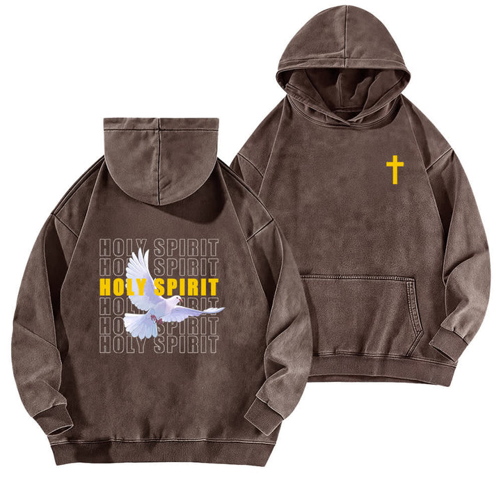 Christianartworkshop Schwarzer Oversize-Hoodie mit Heiliger-Geist-Taube-Motiv - Braun - 5XL - image 12