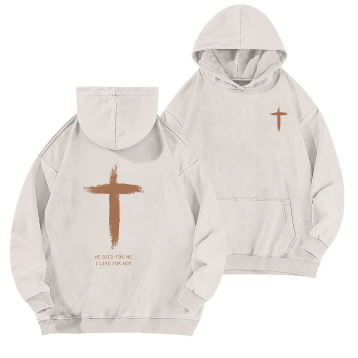 Christianartworkshop Er starb für mich – Kapuzenpullover mit Kreuzmuster auf der Rückseite - Weiß - 5XL - image 0