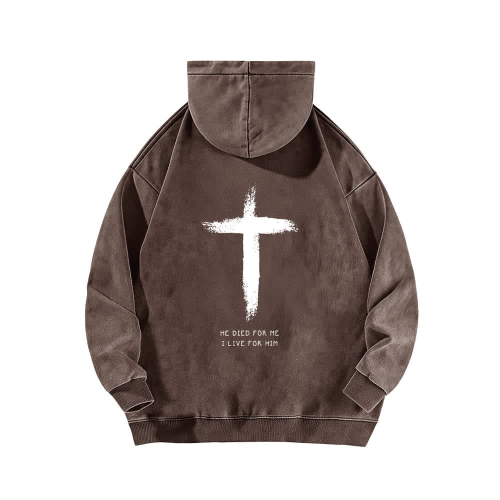 Christianartworkshop Er starb für mich – Kapuzenpullover mit Kreuzmuster auf der Rückseite - image 10