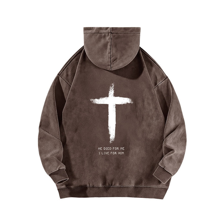 Christianartworkshop Er starb für mich – Kapuzenpullover mit Kreuzmuster auf der Rückseite - image 10