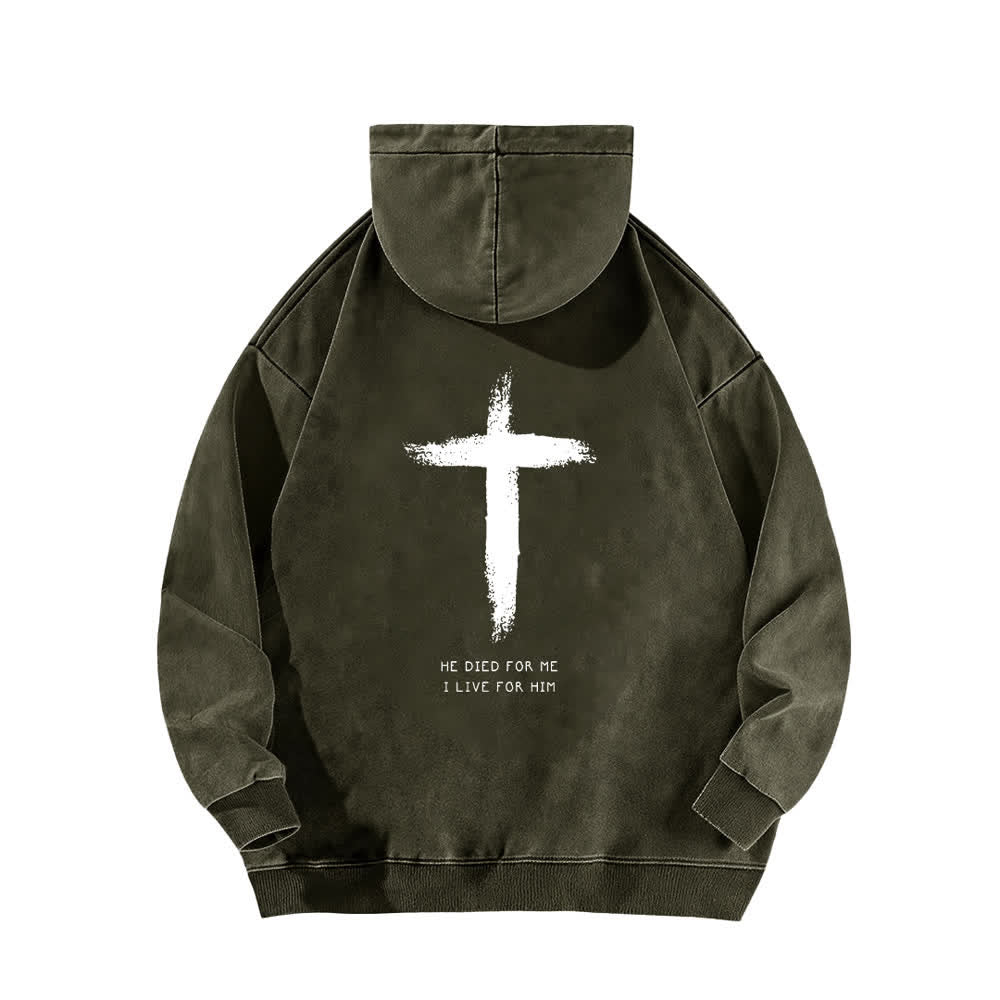 Christianartworkshop Er starb für mich – Kapuzenpullover mit Kreuzmuster auf der Rückseite - image 13