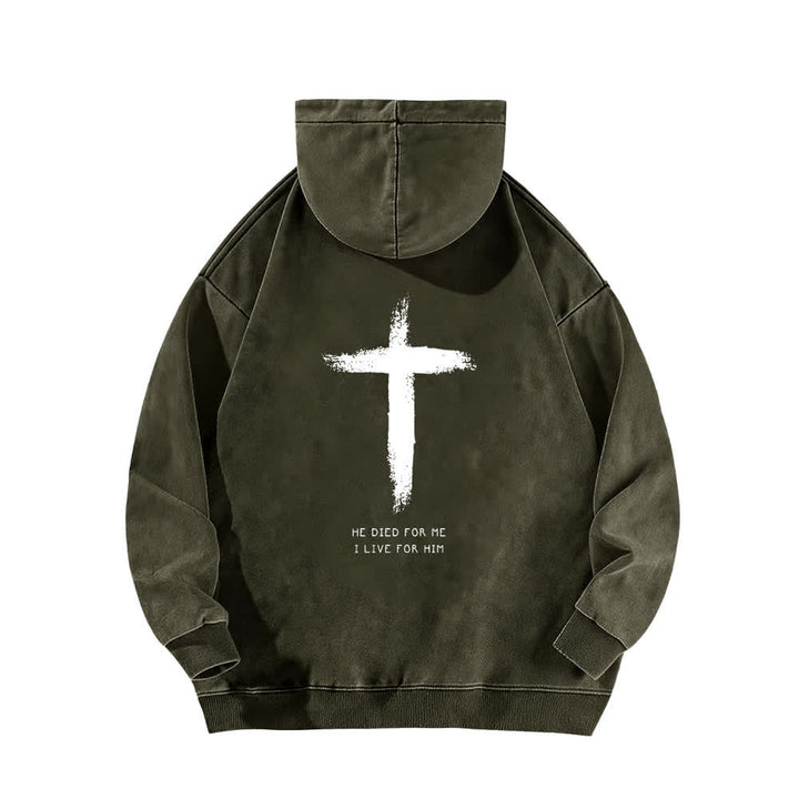 Christianartworkshop Er starb für mich – Kapuzenpullover mit Kreuzmuster auf der Rückseite - image 13