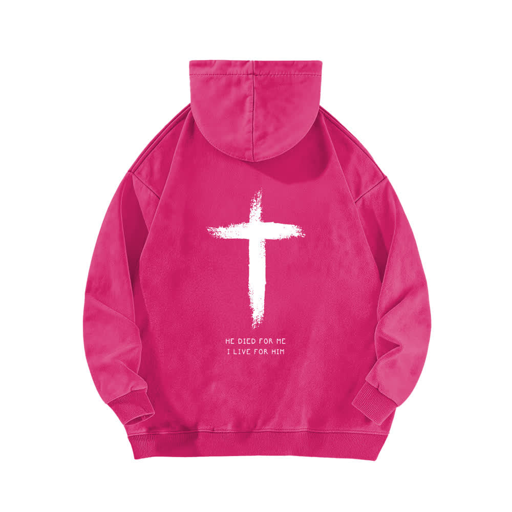 Christianartworkshop Er starb für mich – Kapuzenpullover mit Kreuzmuster auf der Rückseite - image 16