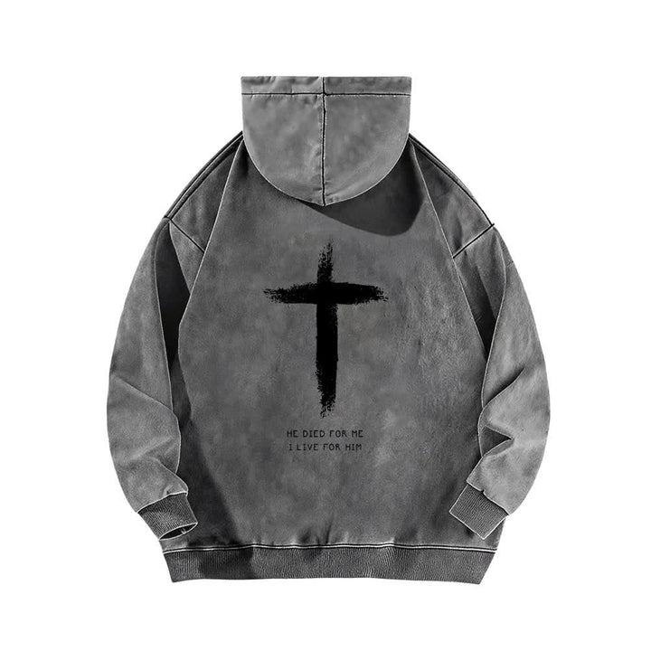 Christianartworkshop Er starb für mich – Kapuzenpullover mit Kreuzmuster auf der Rückseite - image 7