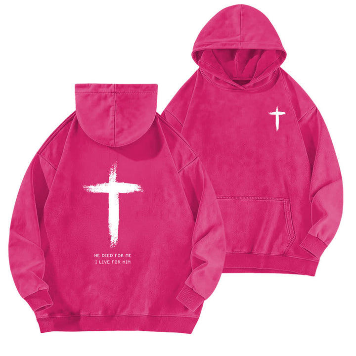 Christianartworkshop Er starb für mich – Kapuzenpullover mit Kreuzmuster auf der Rückseite - Rose - 5XL - image 15