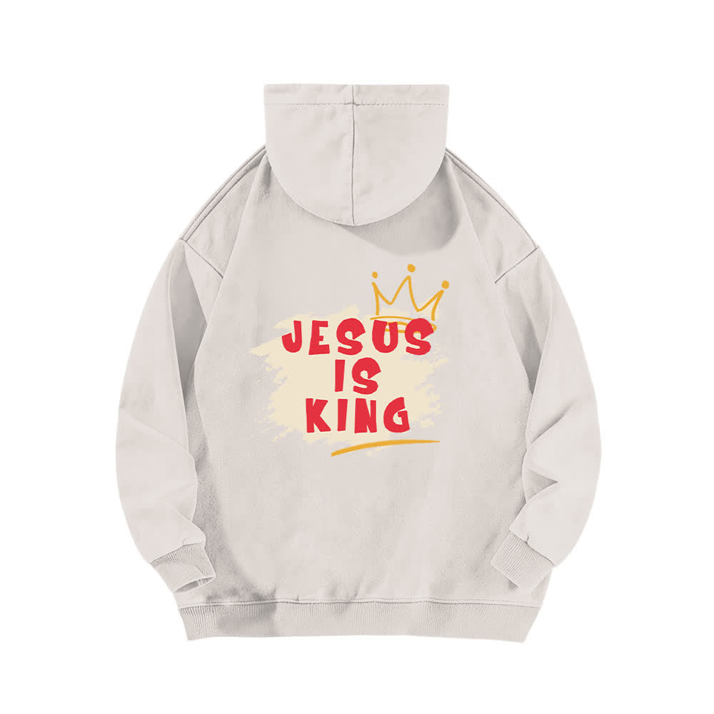 Christianartworkshop Jesus Is King Kronen-Rückenprint-Hoodie (gewaschen) - image 4