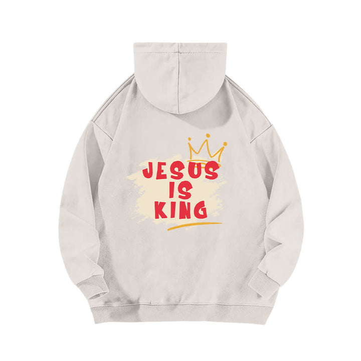 Christianartworkshop Jesus Is King Kronen-Rückenprint-Hoodie (gewaschen) - image 4