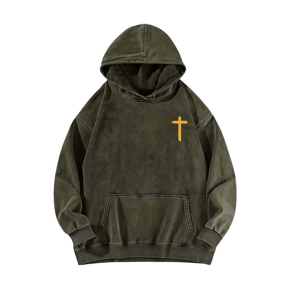 Christianartworkshop Jesus Is King Kronen-Rückenprint-Hoodie (gewaschen) - image 8