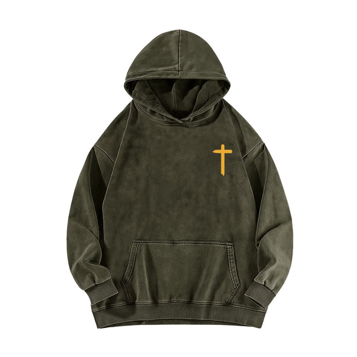 Christianartworkshop Jesus Is King Kronen-Rückenprint-Hoodie (gewaschen) - image 8