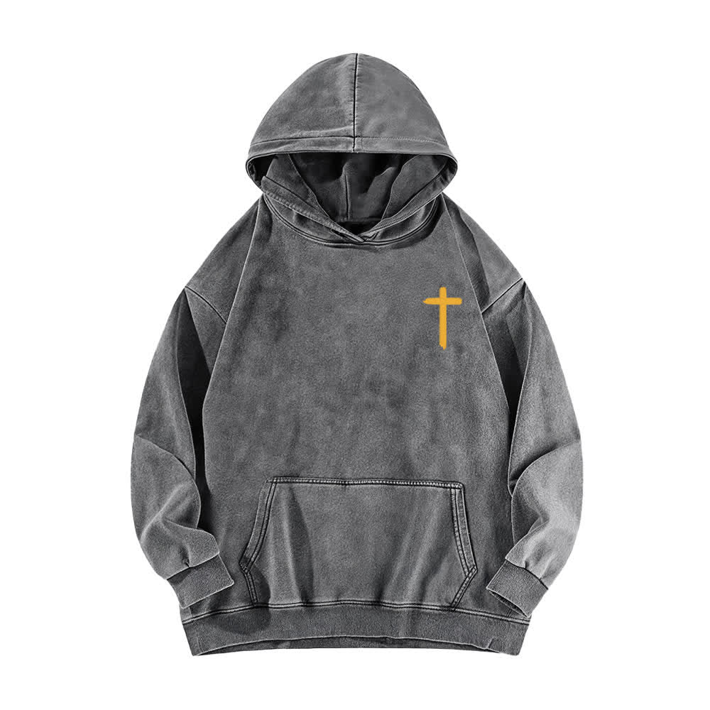 Christianartworkshop Jesus Is King Kronen-Rückenprint-Hoodie (gewaschen) - image 14