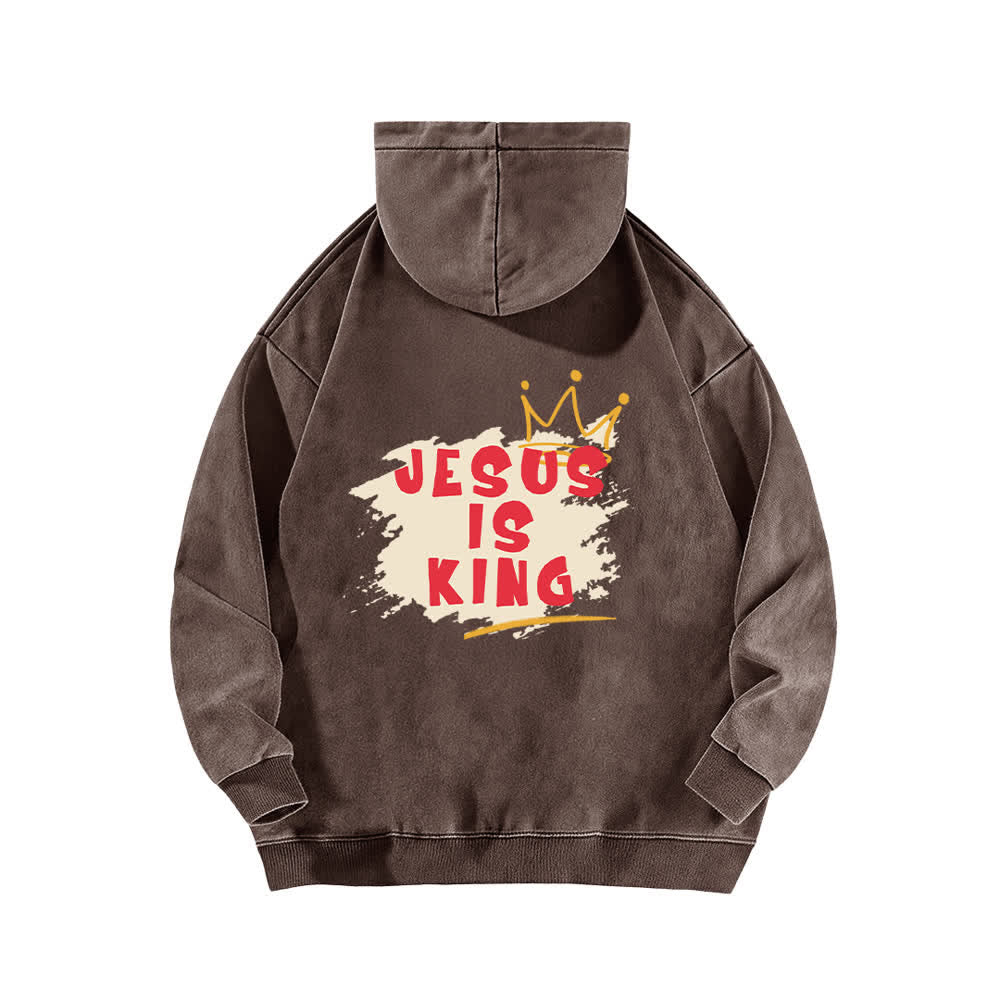 Christianartworkshop Jesus Is King Kronen-Rückenprint-Hoodie (gewaschen) - image 10