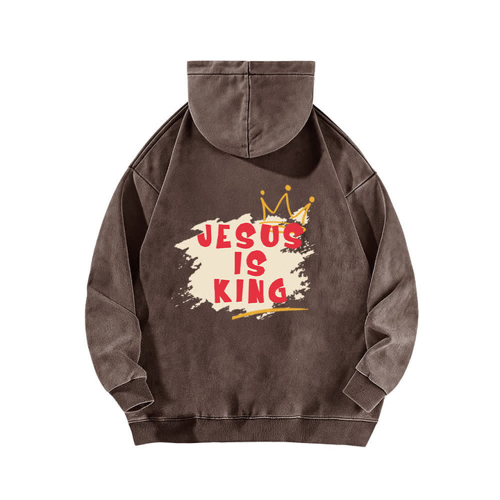 Christianartworkshop Jesus Is King Kronen-Rückenprint-Hoodie (gewaschen) - image 10