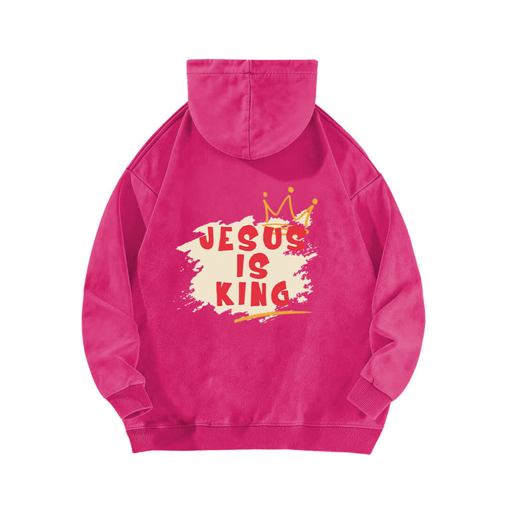 Christianartworkshop Jesus Is King Kronen-Rückenprint-Hoodie (gewaschen) - image 16