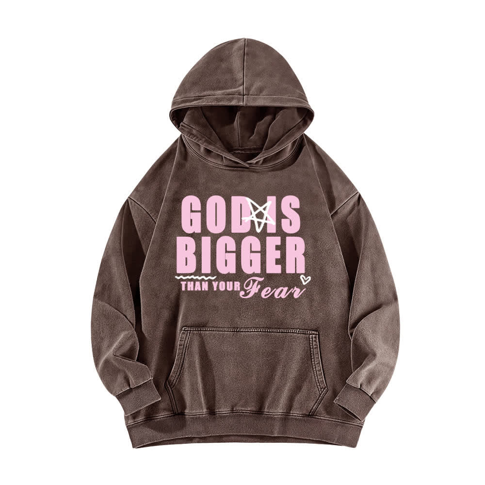 Christianartworkshop Gott ist größer als deine Angst – Vintage-Hoodie in Braun (gewaschen) - Braun - 5XL - image 0