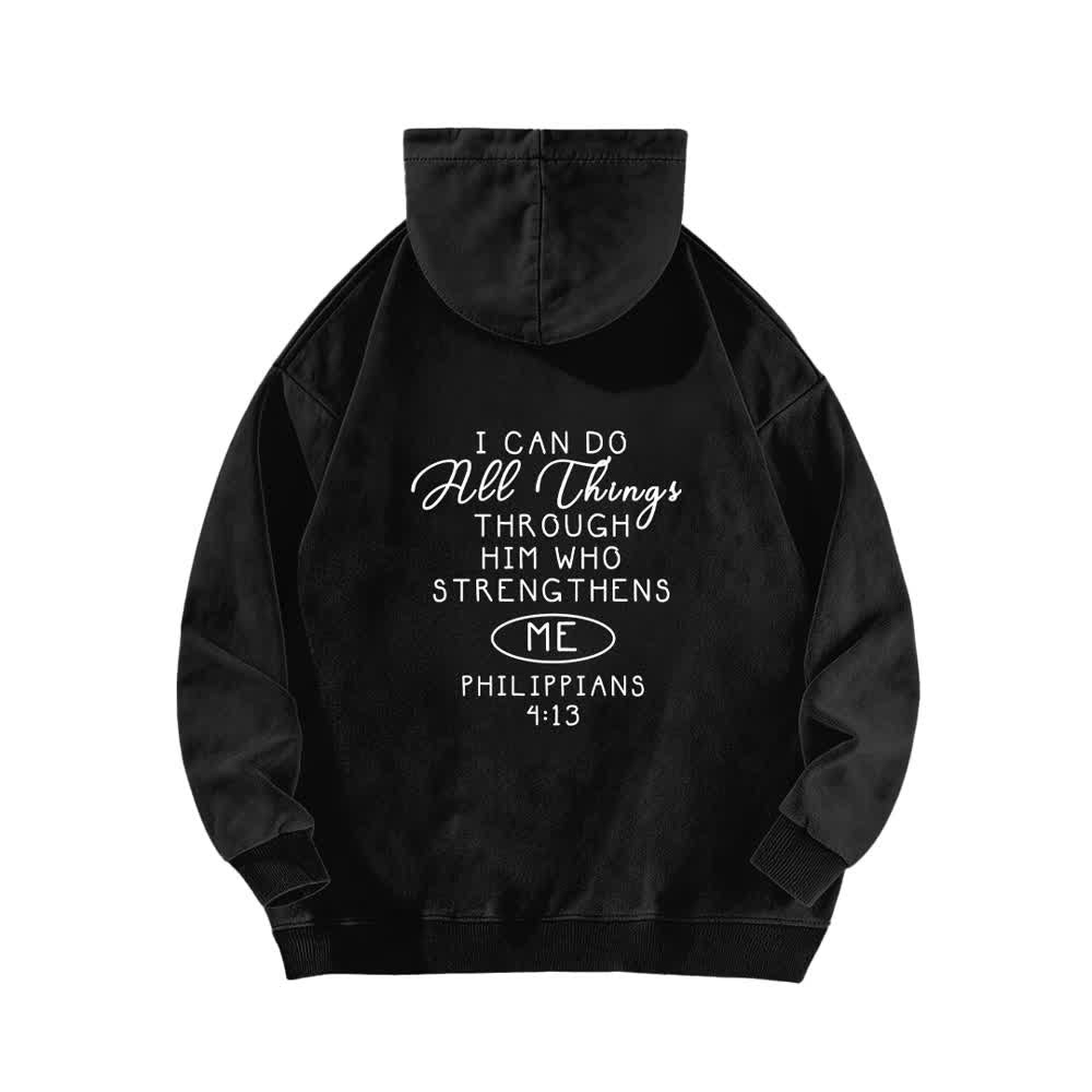 Christianartworkshop Ich kann alles tun – Gewaschener Hoodie mit gekreuzter Brustpartie - image 1
