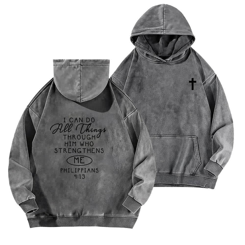 Christianartworkshop Ich kann alles tun – Gewaschener Hoodie mit gekreuzter Brustpartie - Grau - 5XL - image 6