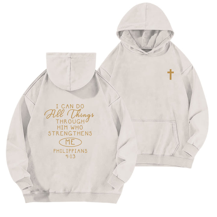 Christianartworkshop Ich kann alles tun – Gewaschener Hoodie mit gekreuzter Brustpartie - Weiß - 5XL - image 3