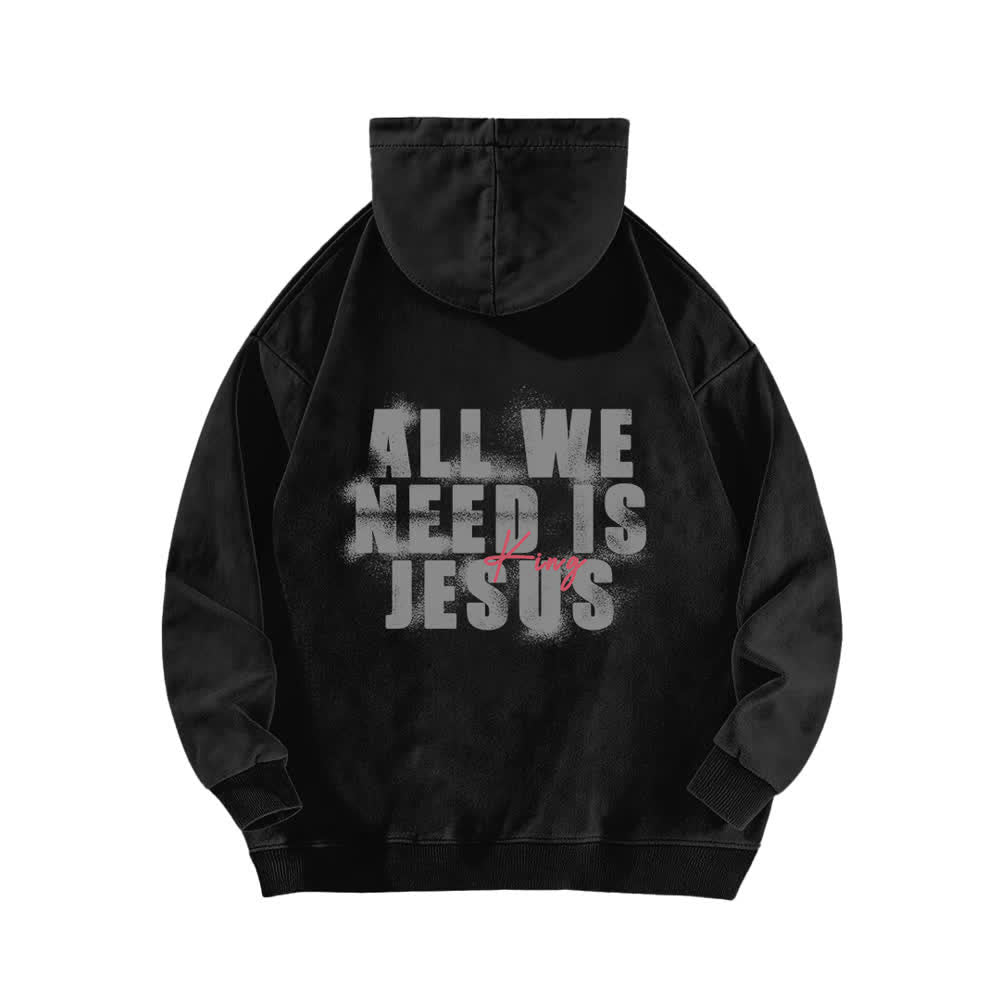 Christianartworkshop Jesus King Hoodie mit Vorder- und Rückseitendruck, gewaschen - image 4