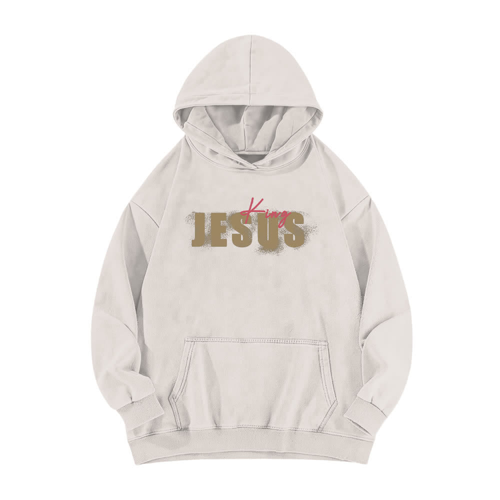 Christianartworkshop Jesus King Hoodie mit Vorder- und Rückseitendruck, gewaschen - image 2